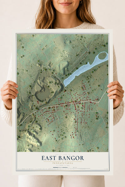 Map of East Bangor, Pennsylvania, 18 x 24 inch unframed archival matte print