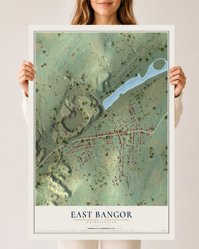 Map of East Bangor, Pennsylvania, 24 x 36 inch unframed archival matte print