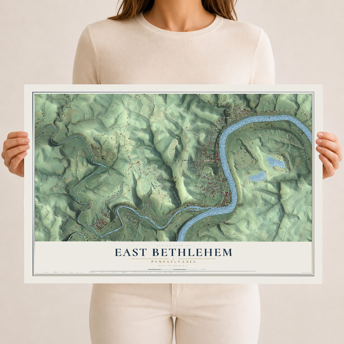 Map of East Bethlehem, Pennsylvania, 12 x 18 inch unframed archival matte print