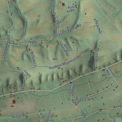 Second close-up of the map of East Brunswick, Pennsylvania print showing more streets and buildings