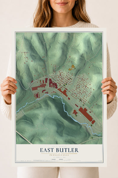 Map of East Butler, Pennsylvania, 18 x 24 inch unframed archival matte print