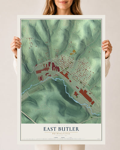 Map of East Butler, Pennsylvania, 24 x 36 inch unframed archival matte print