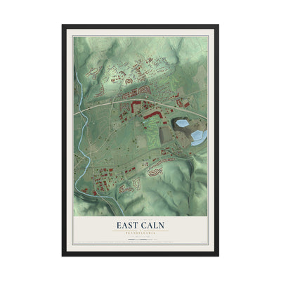 Map of East Caln, Pennsylvania, 12 x 18 inch print in a black wood frame