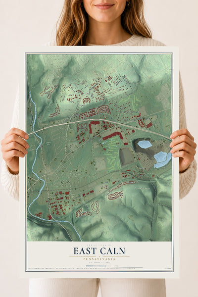 Map of East Caln, Pennsylvania, 18 x 24 inch unframed archival matte print