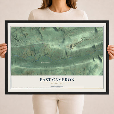 Map of East Cameron, Pennsylvania, 18 x 24 inch print in a black wood frame
