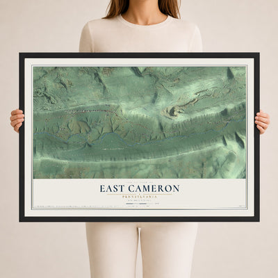 Map of East Cameron, Pennsylvania, 24 x 36 inch print in a black wood frame
