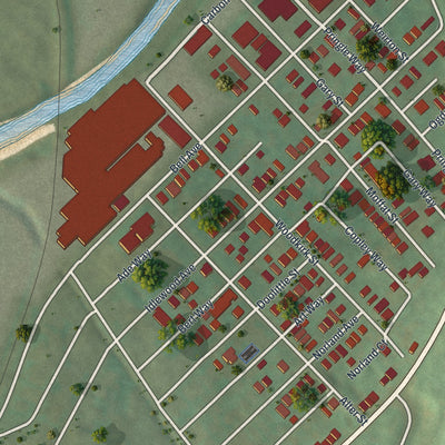 Close-up of the map of East Carnegie, Pennsylvania print showing street and building detail