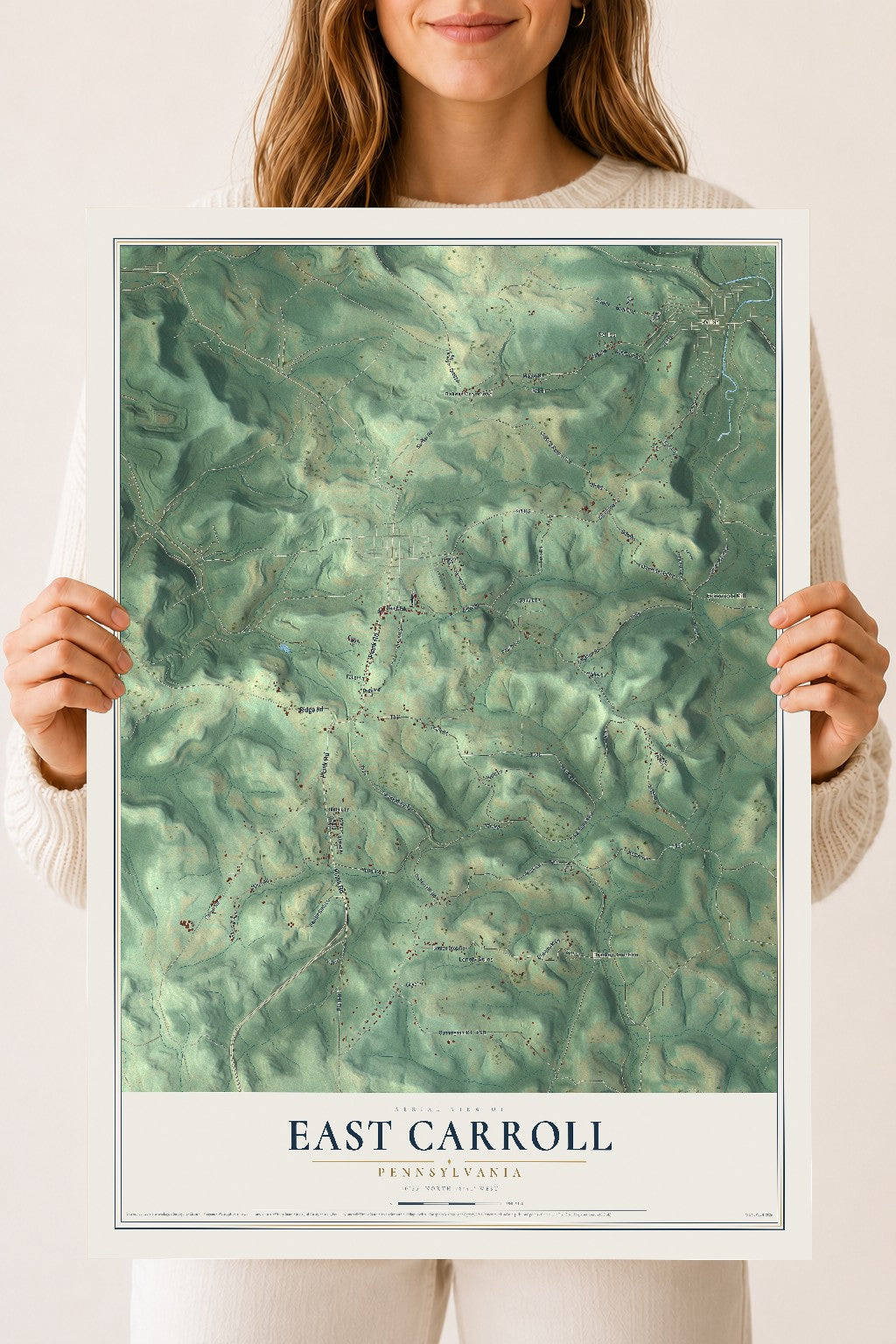 Map of East Carroll, Pennsylvania, 18 x 24 inch unframed archival matte print