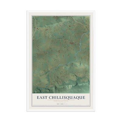 Map of East Chillisquaque, Pennsylvania, 12 x 18 inch print in a white wood frame