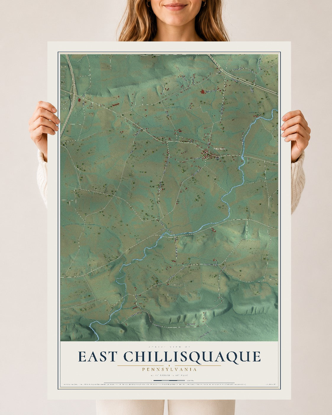 Map of East Chillisquaque, Pennsylvania, 24 x 36 inch unframed archival matte print