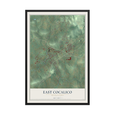 Map of East Cocalico, Pennsylvania, 12 x 18 inch print in a black wood frame