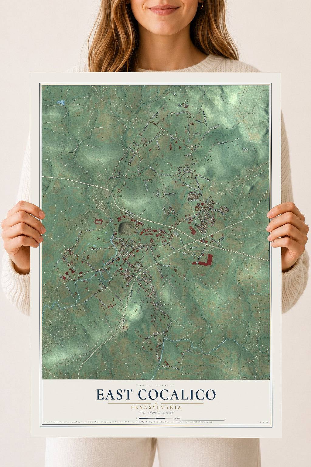 Map of East Cocalico, Pennsylvania, 18 x 24 inch unframed archival matte print