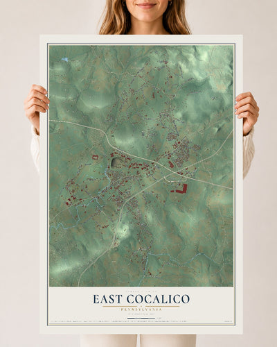 Map of East Cocalico, Pennsylvania, 24 x 36 inch unframed archival matte print