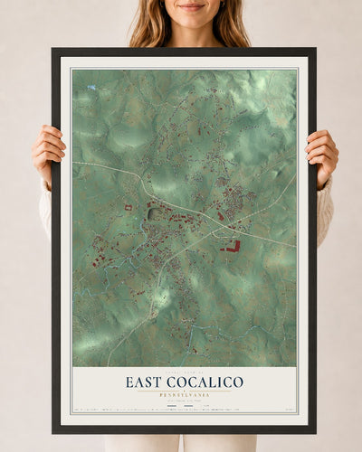 Map of East Cocalico, Pennsylvania, 24 x 36 inch print in a black wood frame