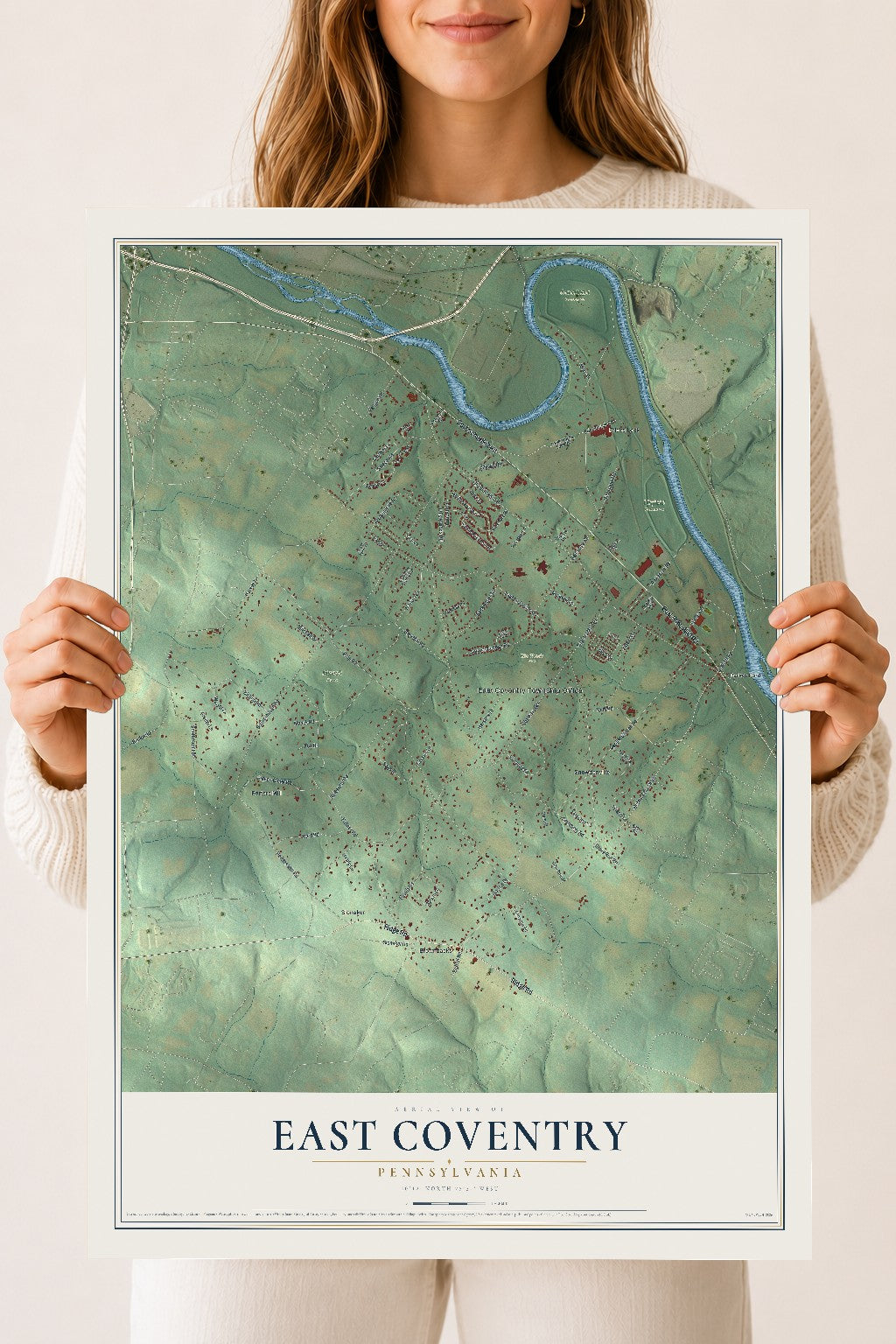 Map of East Coventry, Pennsylvania, 18 x 24 inch unframed archival matte print