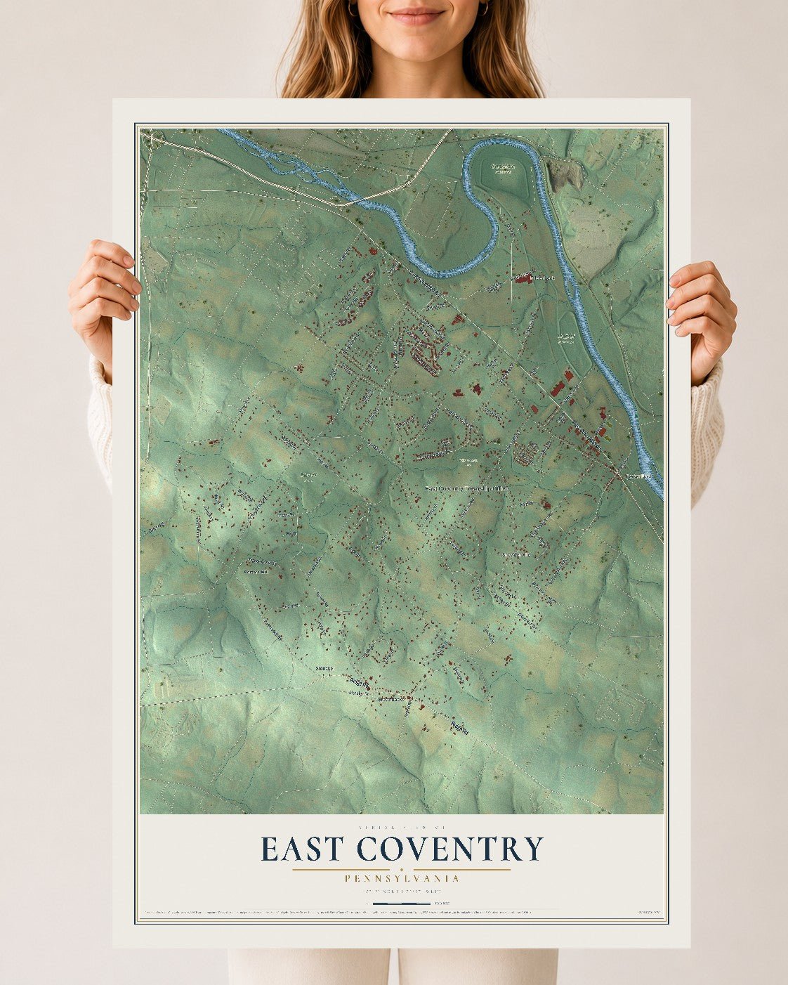 Map of East Coventry, Pennsylvania, 24 x 36 inch unframed archival matte print