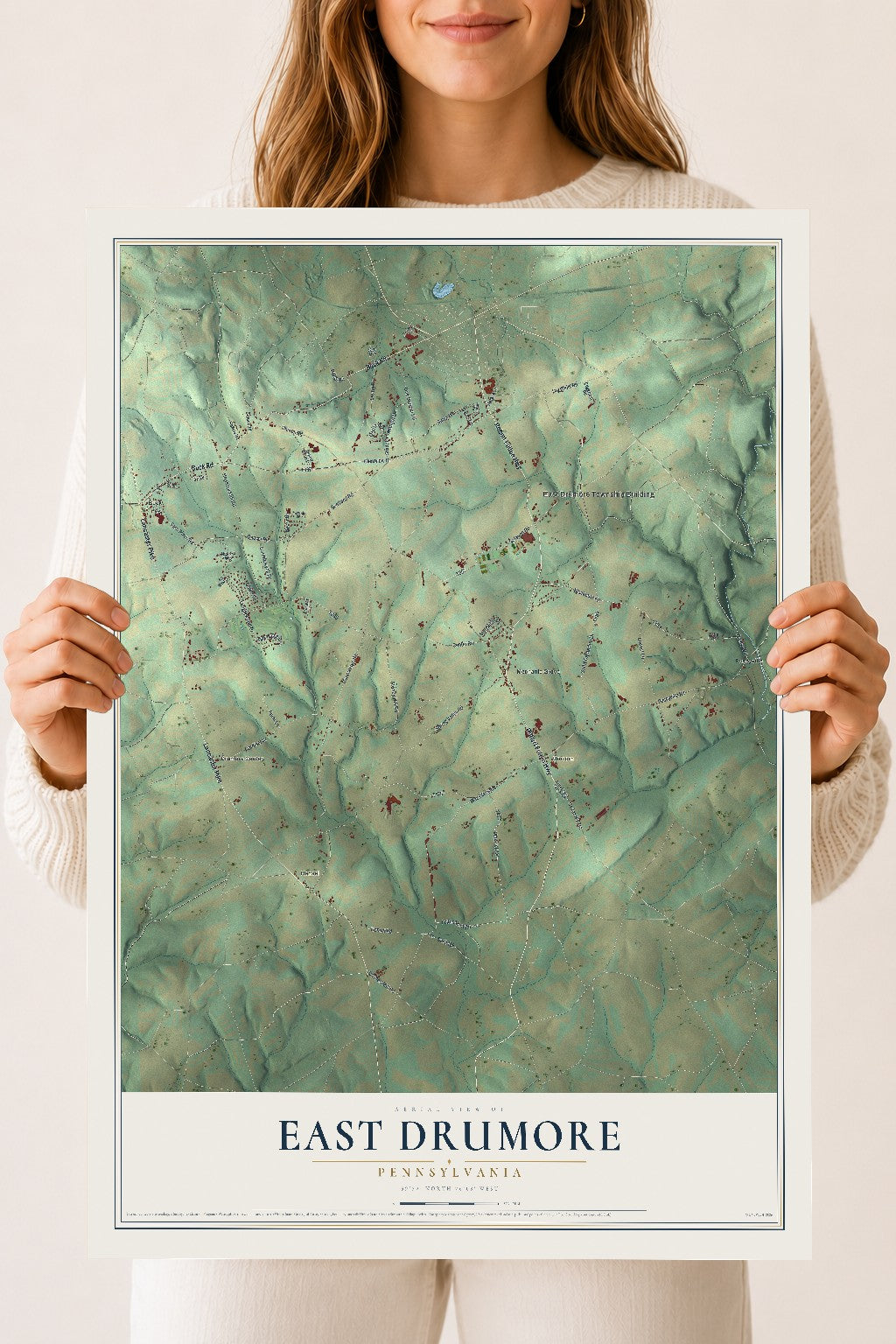 Map of East Drumore, Pennsylvania, 18 x 24 inch unframed archival matte print