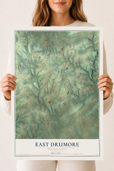 Map of East Drumore, Pennsylvania, 18 x 24 inch unframed archival matte print