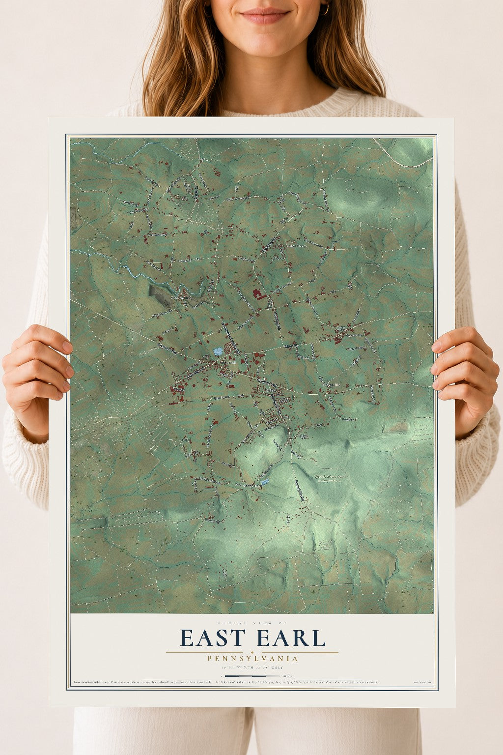 Map of East Earl, Pennsylvania, 18 x 24 inch unframed archival matte print