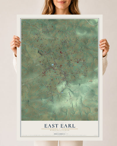 Map of East Earl, Pennsylvania, 24 x 36 inch unframed archival matte print
