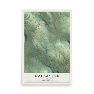 Map of East Fairfield, Pennsylvania, 12 x 18 inch unframed archival matte print