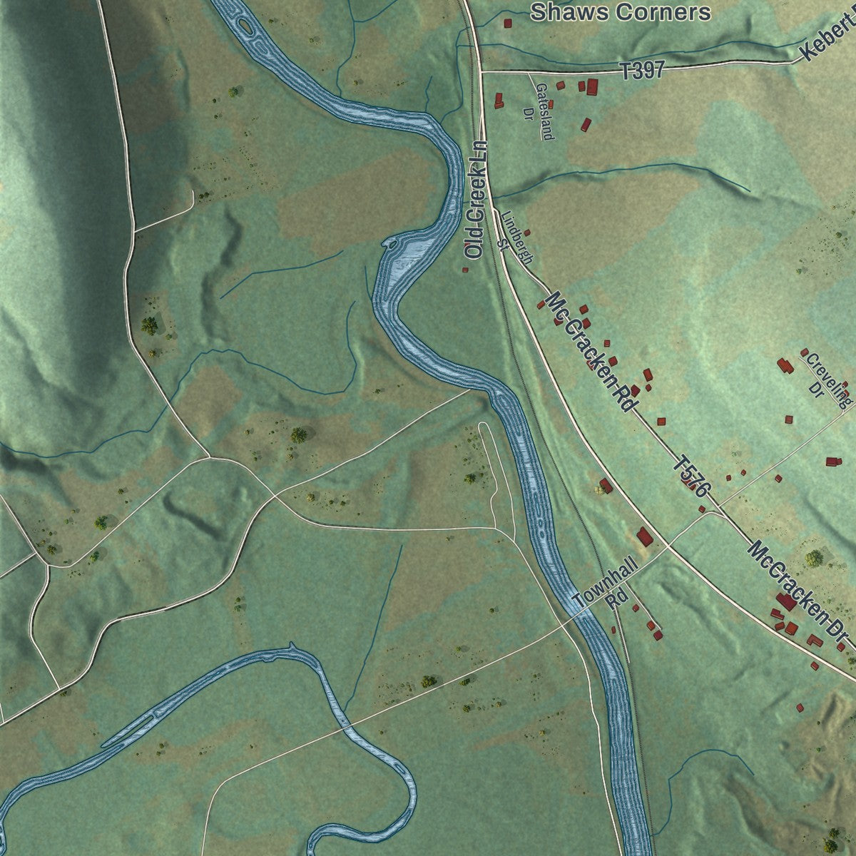 Second close-up of the map of East Fairfield, Pennsylvania print showing more streets and buildings