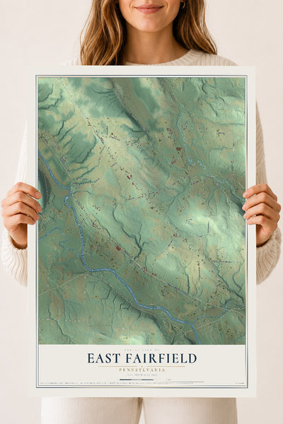 Map of East Fairfield, Pennsylvania, 18 x 24 inch unframed archival matte print