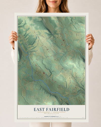 Map of East Fairfield, Pennsylvania, 24 x 36 inch unframed archival matte print