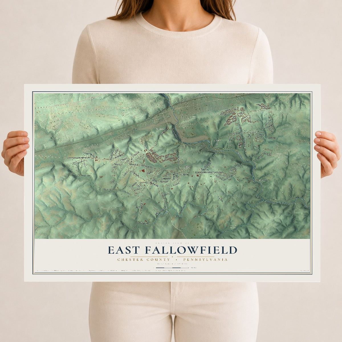 Map of East Fallowfield, Chester County, Pennsylvania, 12 x 18 inch unframed archival matte print