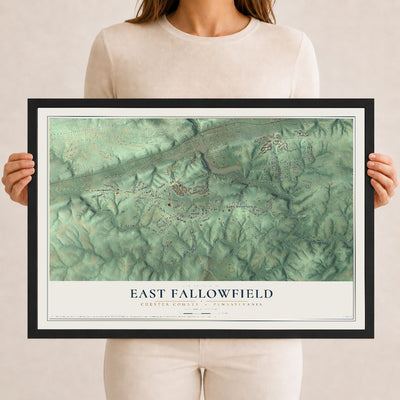 Map of East Fallowfield, Chester County, Pennsylvania, 12 x 18 inch print in a black wood frame