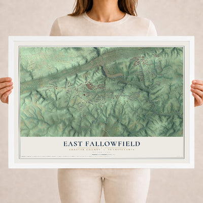Map of East Fallowfield, Chester County, Pennsylvania, 18 x 24 inch print in a white wood frame