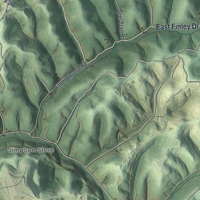Second close-up of the map of East Finley, Pennsylvania print showing more streets and buildings