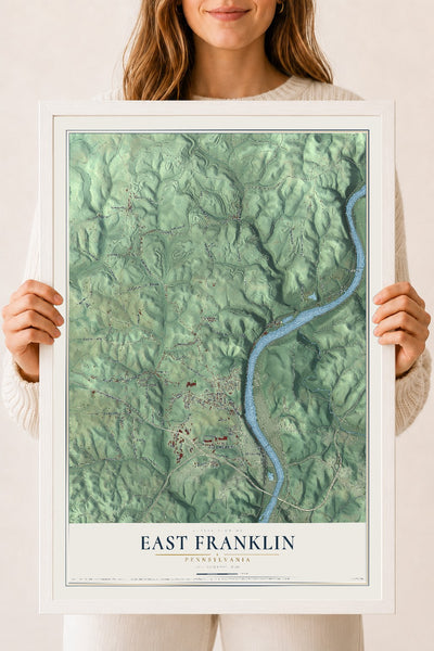 Map of East Franklin, Pennsylvania, 18 x 24 inch print in a white wood frame