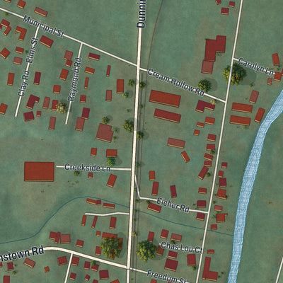 Close-up of the map of East Freedom, Pennsylvania print showing street and building detail