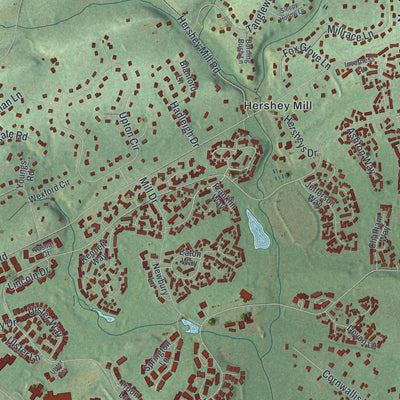 Close-up of the map of East Goshen, Pennsylvania print showing street and building detail