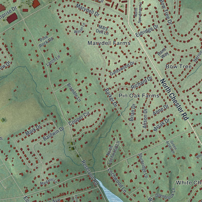 Second close-up of the map of East Goshen, Pennsylvania print showing more streets and buildings