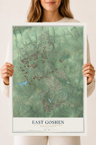Map of East Goshen, Pennsylvania, 18 x 24 inch unframed archival matte print