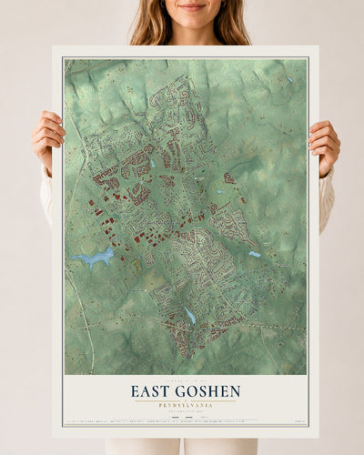 Map of East Goshen, Pennsylvania, 24 x 36 inch unframed archival matte print