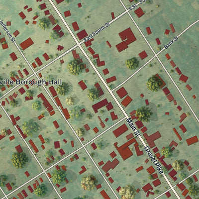 Close-up of the map of East Greenville, Pennsylvania print showing street and building detail