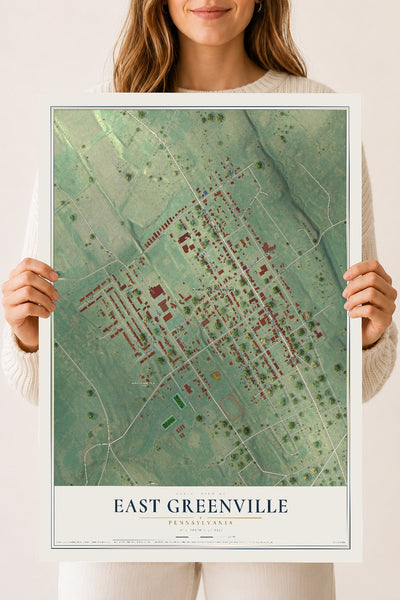 Map of East Greenville, Pennsylvania, 18 x 24 inch unframed archival matte print