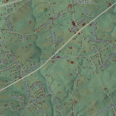 Second close-up of the map of East Hanover, Dauphin County, Pennsylvania print showing more streets and buildings