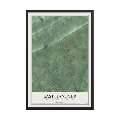 Map of East Hanover, Dauphin County, Pennsylvania, 12 x 18 inch print in a black wood frame