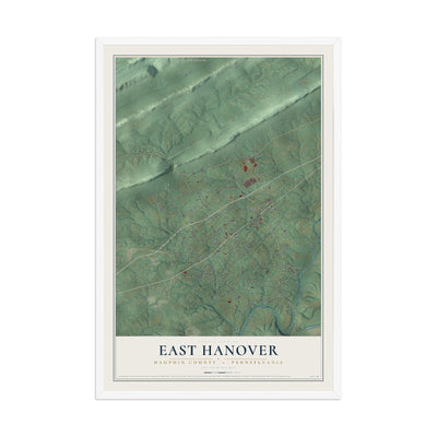 Map of East Hanover, Dauphin County, Pennsylvania, 12 x 18 inch print in a white wood frame