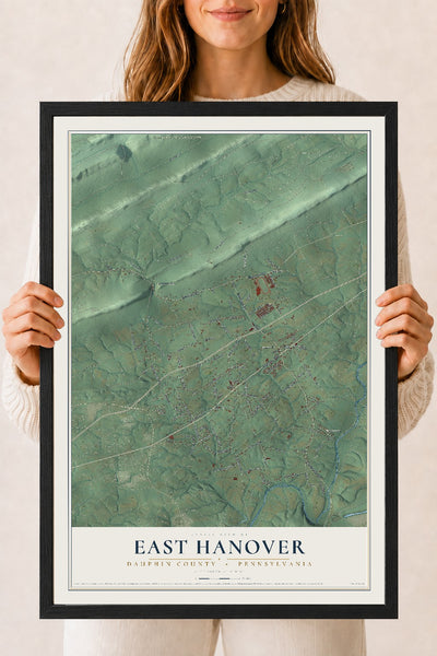 Map of East Hanover, Dauphin County, Pennsylvania, 18 x 24 inch print in a black wood frame