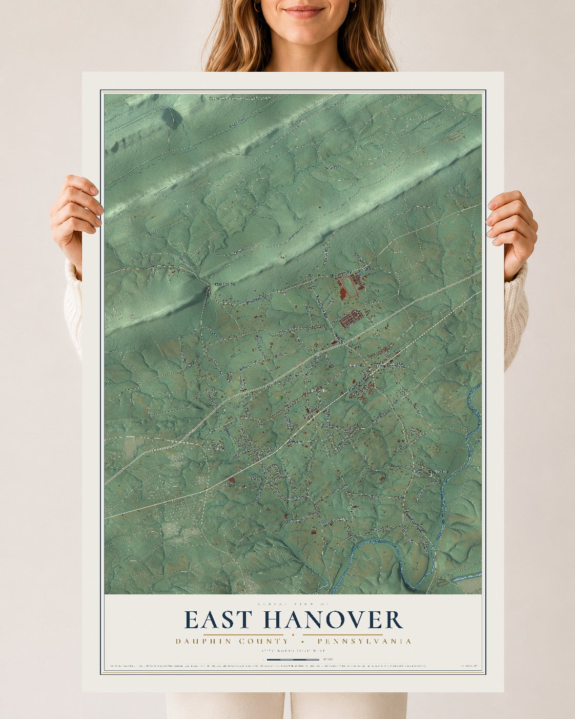 Map of East Hanover, Dauphin County, Pennsylvania, 24 x 36 inch unframed archival matte print