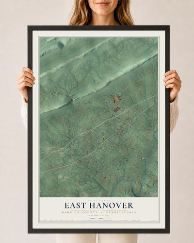 Map of East Hanover, Dauphin County, Pennsylvania, 24 x 36 inch print in a black wood frame