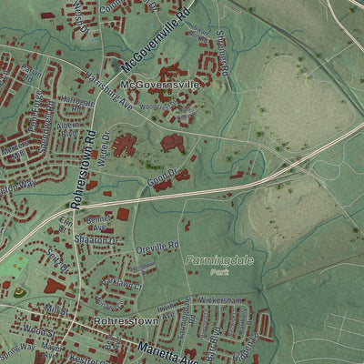 Second close-up of the map of East Hempfield, Pennsylvania print showing more streets and buildings
