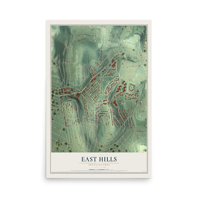 Map of East Hills, Pennsylvania, 12 x 18 inch unframed archival matte print