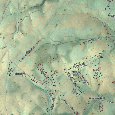 Close-up of the map of East Hopewell, Pennsylvania print showing street and building detail