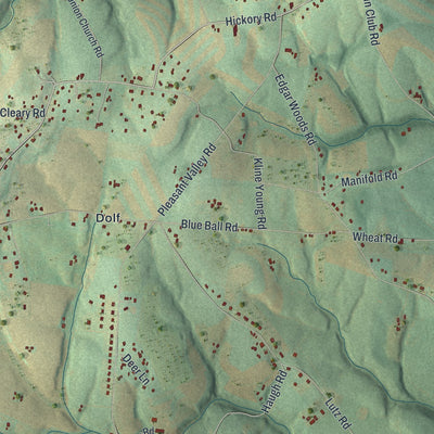 Second close-up of the map of East Hopewell, Pennsylvania print showing more streets and buildings